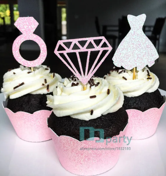 

Свадебные топперы для капкейков, кольцо с бриллиантами, Топпер с бриллиантами, свадебное платье, Топпер, Свадебные помолвки, медиаторы для е...