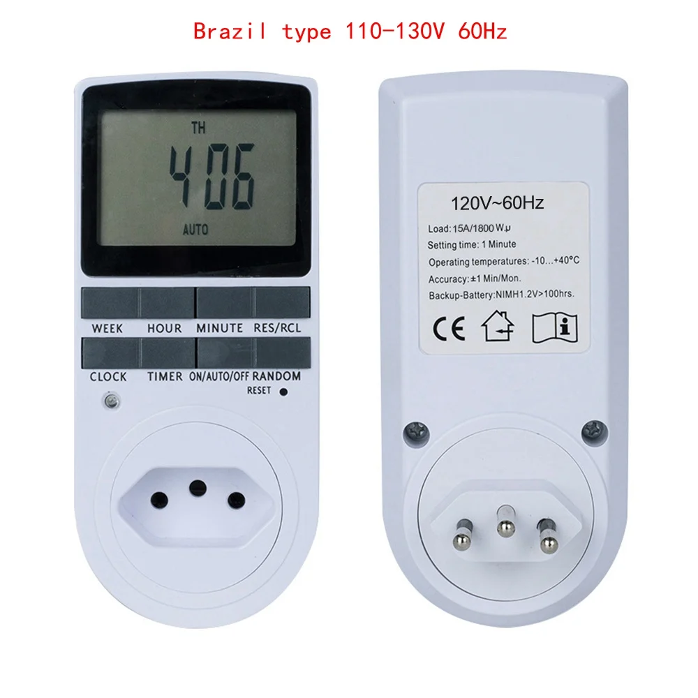 BR type 110-130V60Hz Программист таймер розетка таймер ЕС Fr BR Великобритания вилка электронный таймер розетка Цифровая Кухня Розетка 7 дней 12/24 часов - Цвет: BR type 110-130V60Hz