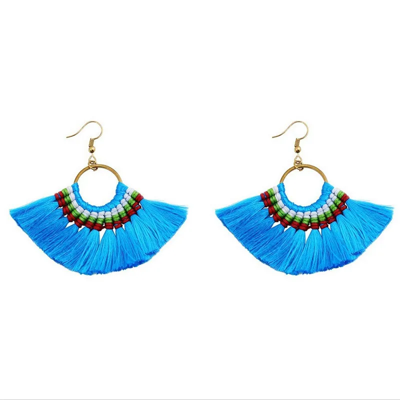 Alamoki 10 Цвета Boho кисточкой Серьги ручной длинные серьги красочные для Для женщин