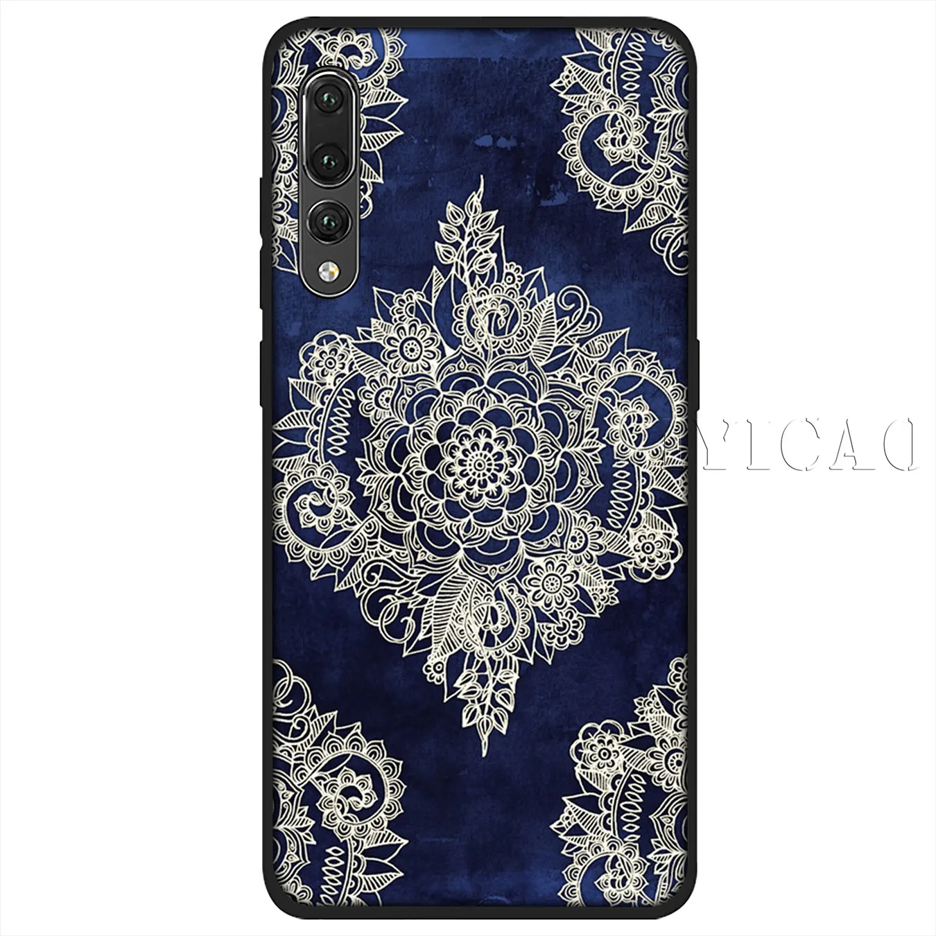IYICAO Blue totem mandala flower Soft Silicone Case for Huawei P30 P20 Pro P10 P9 P8 Lite Mini 2017 2016 P smart Z 2019 Cover |