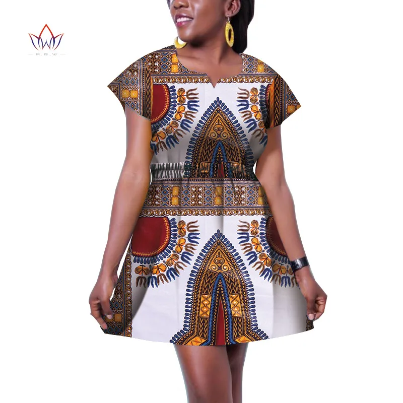 

2019 Summer Africa Above Knee Dress for Girl Bazin Riche cute Dress For lady African Wax Print Plus Size Dresses WY4883
