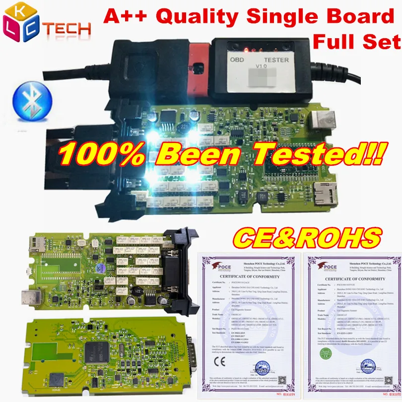Качество A+ OBDIICAT TCS PRO 2015r3/2016R1+ keygen Одиночная желтая зеленая плата Bluetooth OBD2 автоматический диагностический инструмент как Mvd Multidiag