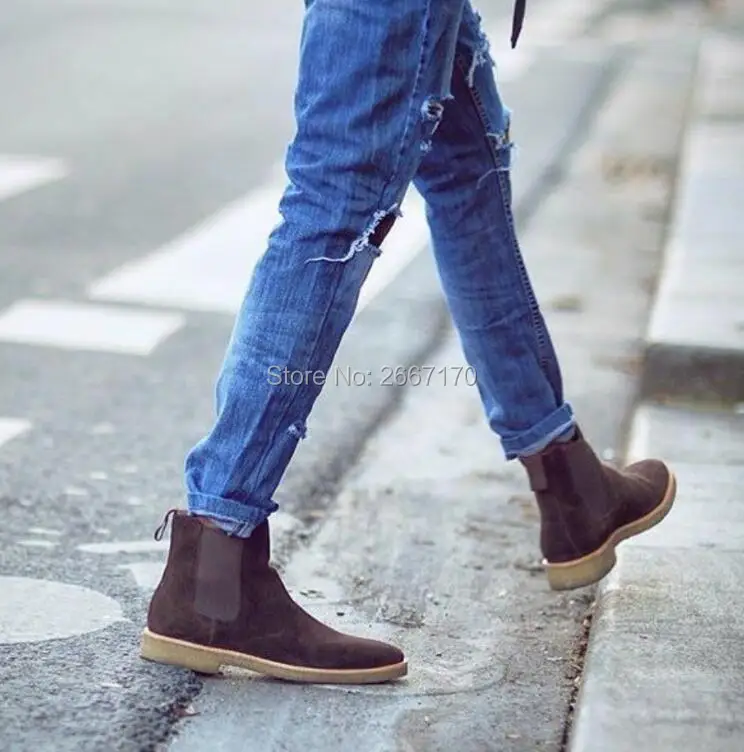 Zapatos Hombre/мужские ботинки Челси Цвет черный серый кофейный ботильоны на плоской