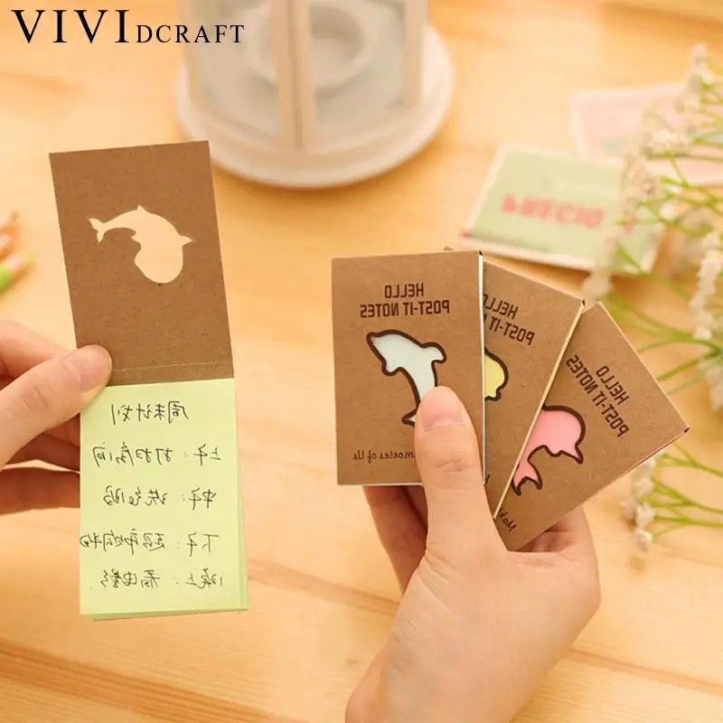 Vividcraft каваи крафт выдалбливают слон Липкие заметки школьные принадлежности мини-блокнот школьные принадлежности блокнот для зарисовок