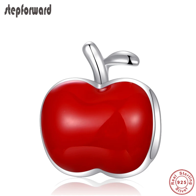 

Модная, хорошего качества, "сделай сам" красное яблоко (Red Apple), эмаль дизайн 925 стерлингового серебра Apple для изготовления браслета Ассорти бр...
