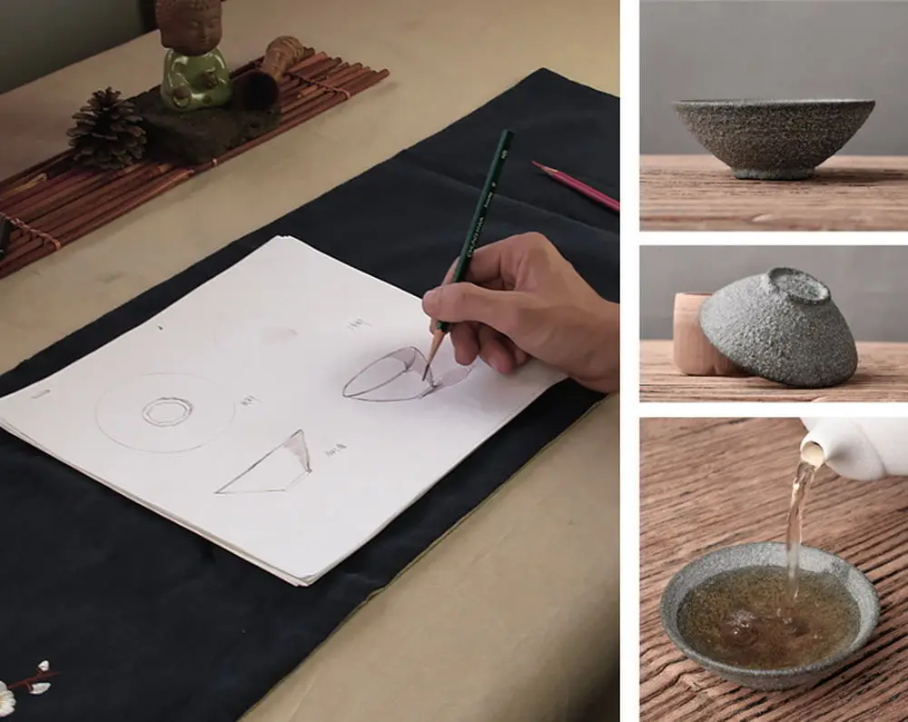 Ручной работы широкополая Granodiorite Камень Gongfu Чай чашка для церемонии 60 мл|tea stone|stone