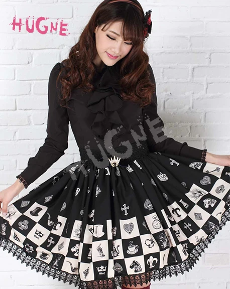 Hugne готическая юбка с эластичной резинкой на талии милая клетчатая/клетчатая