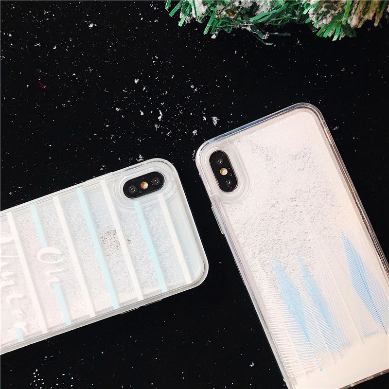 Белый Снежинка жидкий зыбучий песок Телефон чехол для iphone 6 6S 7 8 Plus X XR XS любовь