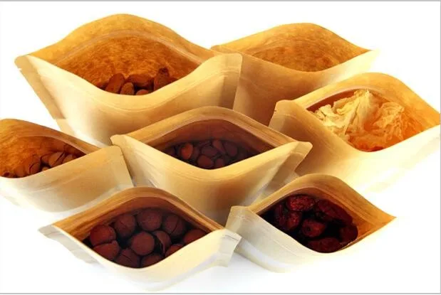 Чайные пакеты из крафт бумаги на молнии с прозрачным окошком перезаряжаемые