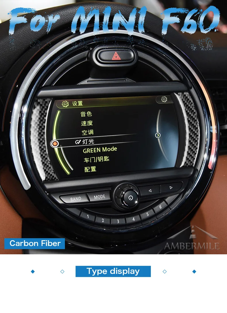 AMBERMILE углеродное волокно для Mini Cooper Countryman F60 Аксессуары для автомобильной консоли навигационный экран Рамка отделка внутренние наклейки