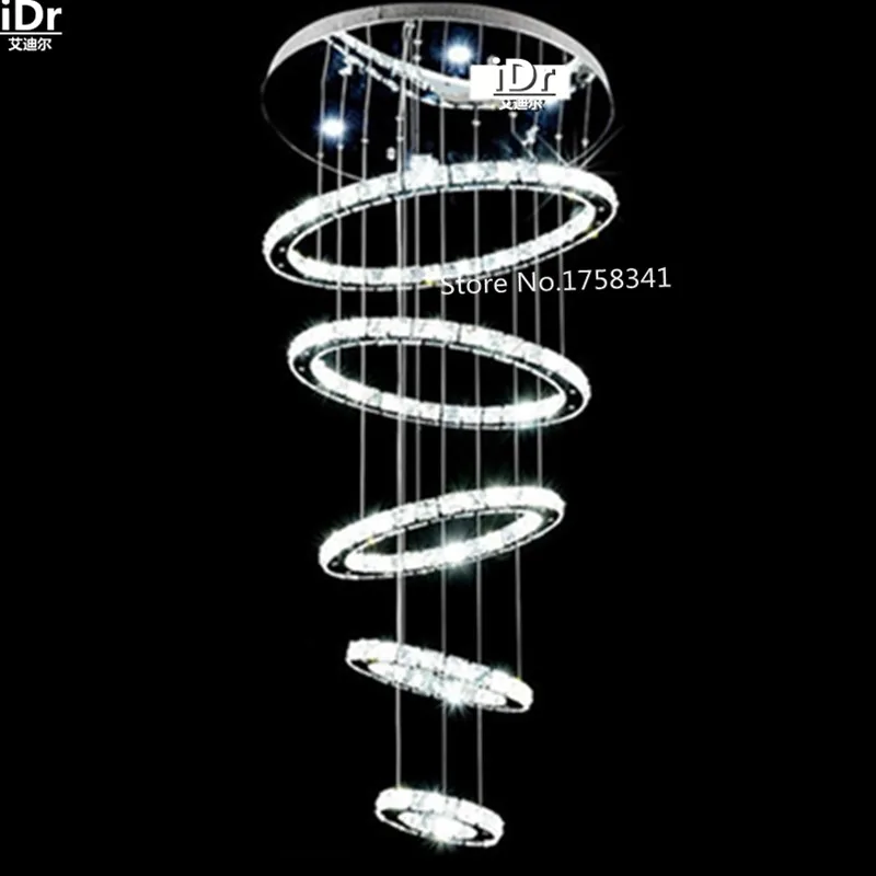 Новая хрустальная люстра 5 колец K9 Высококачественная Светодиодная лампа из