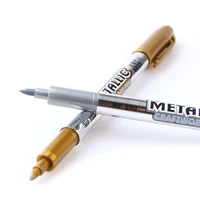 4ppcslot paint pen metal color pen technology gold and silver 1 5mm up paint pen student supplies marker pen