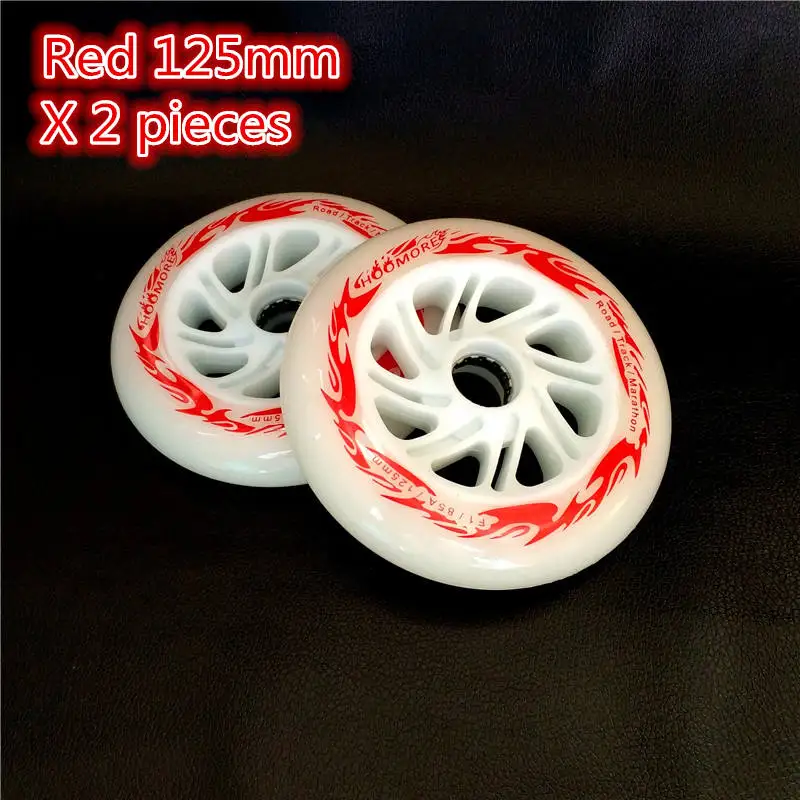 2 Red 125mm wheels HOOMORE Новое поступление 85A 125 мм светодиодный вспышка колеса роликовые коньки Скорость коньки Родас 4-бисер красный автомобильного марафона уличные для Powerslide 3X125 мм - Цвет: 2 Red 125mm wheels
