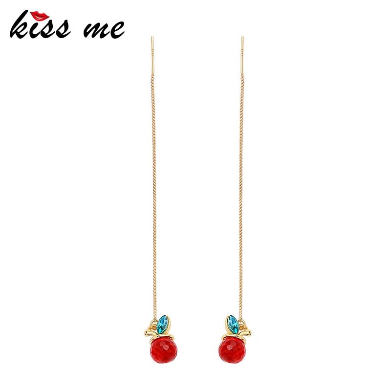 Женские Висячие серьги Kiss Me длинные милые висячие с фруктовым стеклом подарочные