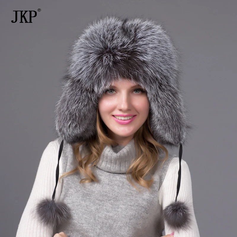 winter fur hat natural fox autumn and female bomber | Аксессуары для одежды