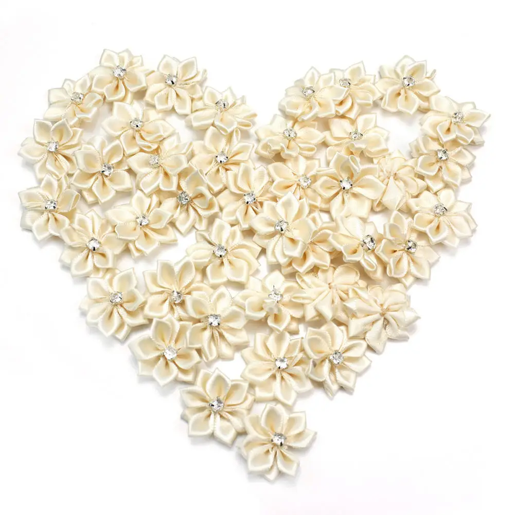 40 шт. хрустальные стразы декоративная атласная лента Цветочные аппликации