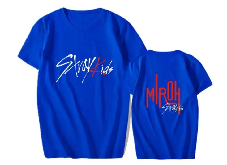 Summer style straykids miroh album same printing o neck short sleeve t shirt kpop unisex loose t-shirt k-pop top tees | Женская одежда