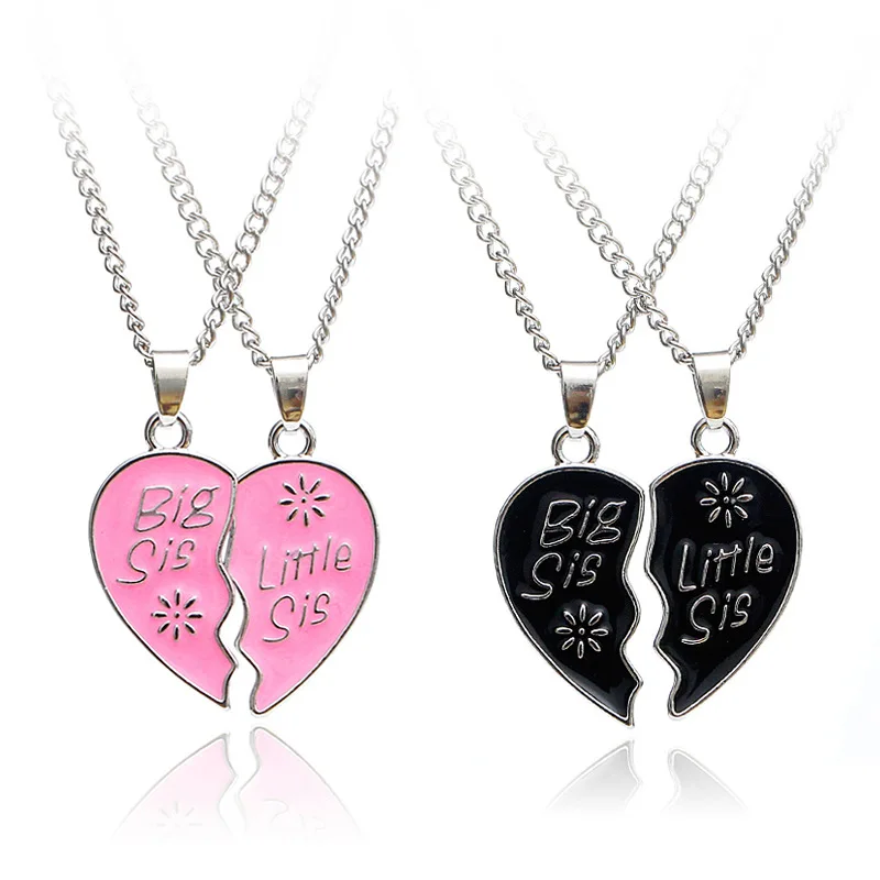 A Set New Good Friends Love English Pendant Necklace Fashion Two half heart Alloy Flap Best Series Choker Wholesale | Украшения и