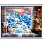 Dmc, вышивка крестом, абстрактная живопись, медведь, айсберг, сделай сам, вышивка, наборы, белое холст 40x50 см, хлопковая нить, наборы для полной вышивки