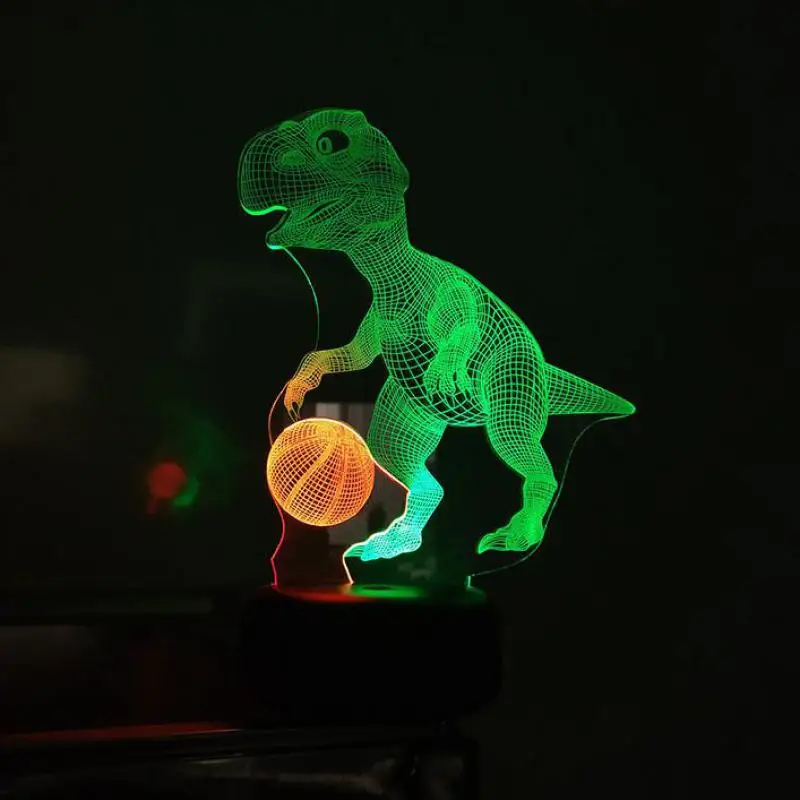 Led 3d Динозавр баскетбольное видение маленькие ночные светильники креативные