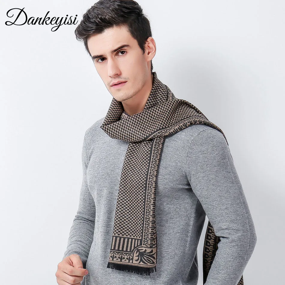 

DANKEYISI Men Warm Scarf Male Fashion Long Style Formal Business Bandana Shawl Thicken Muffler Soft Neck Scarf Men 2017