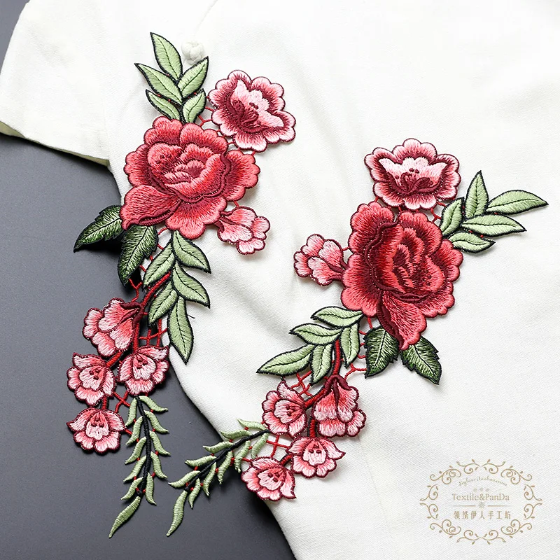 2 шт./лот Водорастворимая Вышивка Цветочная одежда рукава воротник аксессуары