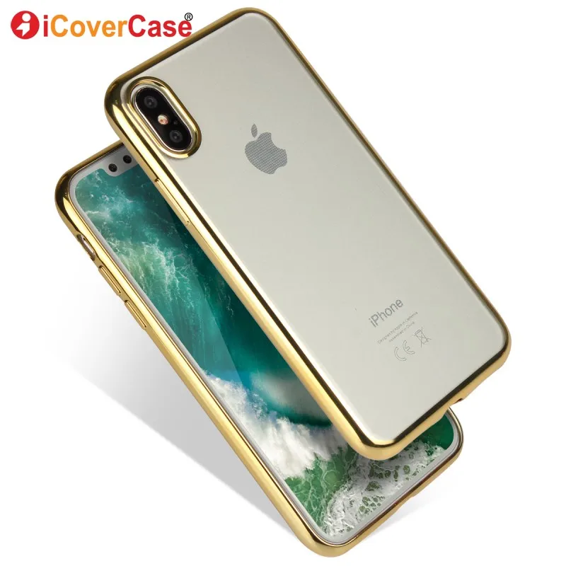 

Wholesale 100pcs/lot For iPhone X Case Cover Ultra Thin Clear Gold Plating Electroplating TPU Soft Phone Case For iPhone X Cover