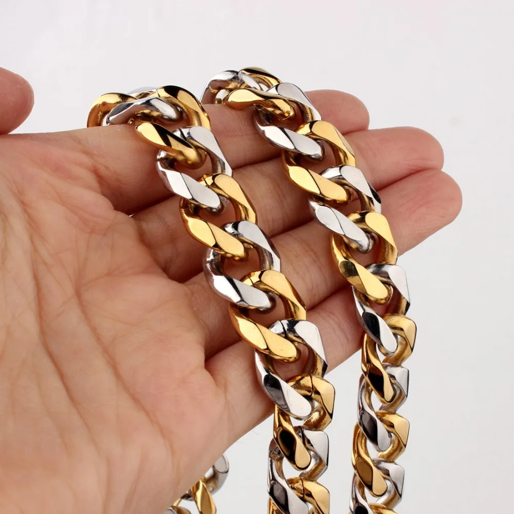 

12/15mm Silver Gold Color Stainless Steel Choker Necklace Stainless Steel Necklace for Women and Men Top Quality Jewelry