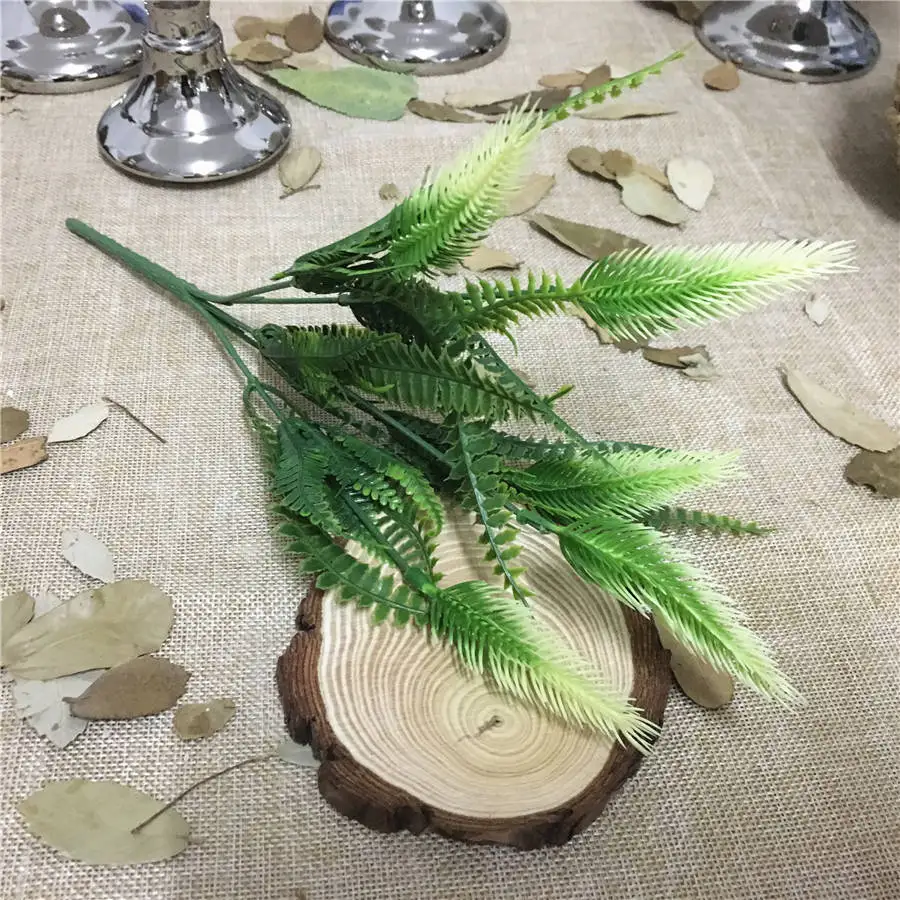 White Green Пластиковая мацутакэ трава маленькая папоротник листья Цветочная композиция Искусственные цветы Домашнее свадебное украшение искусственные растения - Цвет: White Green