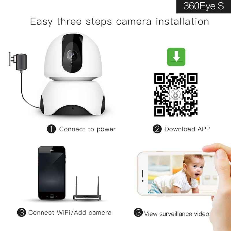 IP камера с датчиком движения 360 дюйма 1080P Wi Fi PTZ|Камеры видеонаблюдения| |
