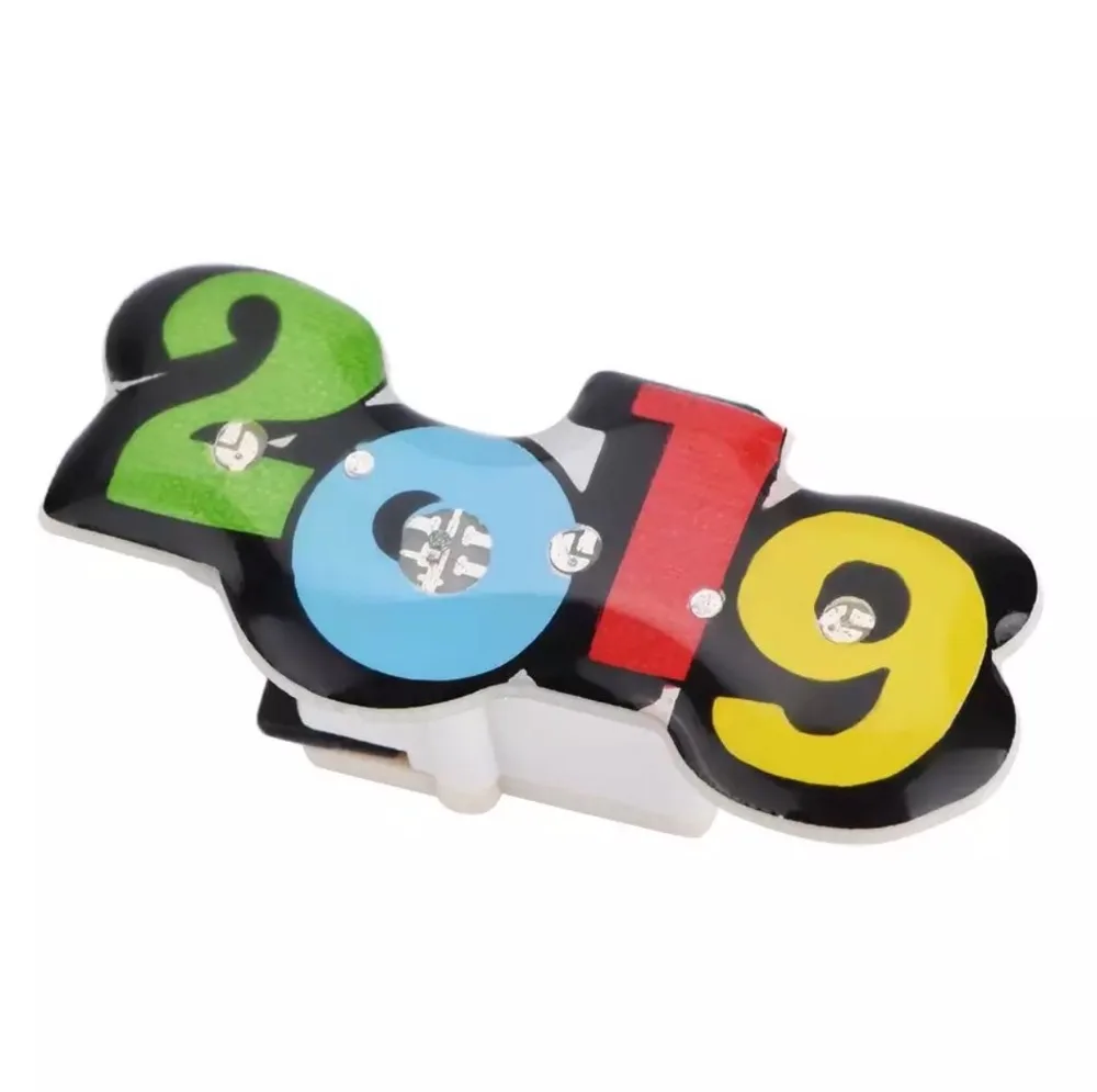 

Color Number 2019 New Year LED Flash Badge Button Pin DIY Tool