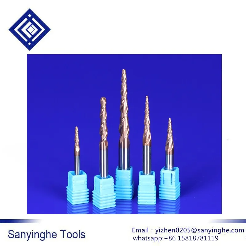 

1 pcs HRC55 degrees tapered ball nose end mill tungsten solid carbide coated tapered cone cnc milling cutter
