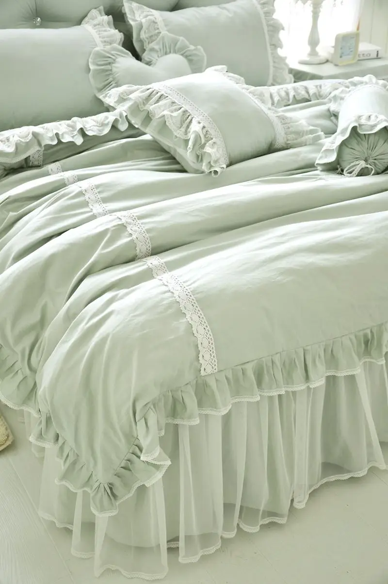 Комплект постельного белья с кружевной вышивкой хлопковое покрывало принцессы