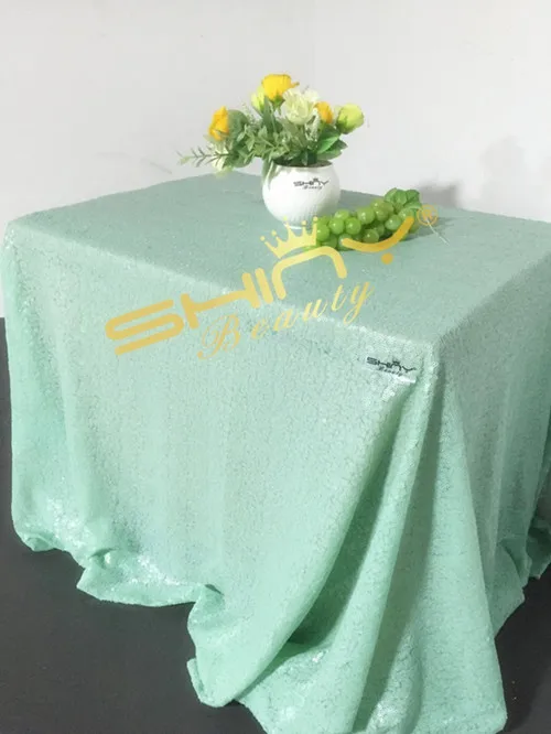 Light Green Color Блестящая Свадебная скатерть 225X330 см-90X132 дюйма матовая Темно-Золотая скатерть с блестками для украшения стола дома-ay - Цвет: Light Green Color