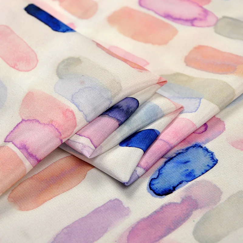 Wide silk double crepe printed clothing dress shirt fabric ink graffiti free shipping | Дом и сад