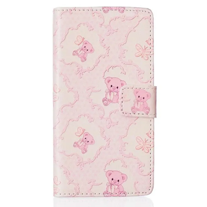 Fashion Teddy Bear Rose Flower Brand Flip Leather Wallet Phone Case For Coque LG Magna H502 F N Card Holders Stand Cover Fundas |