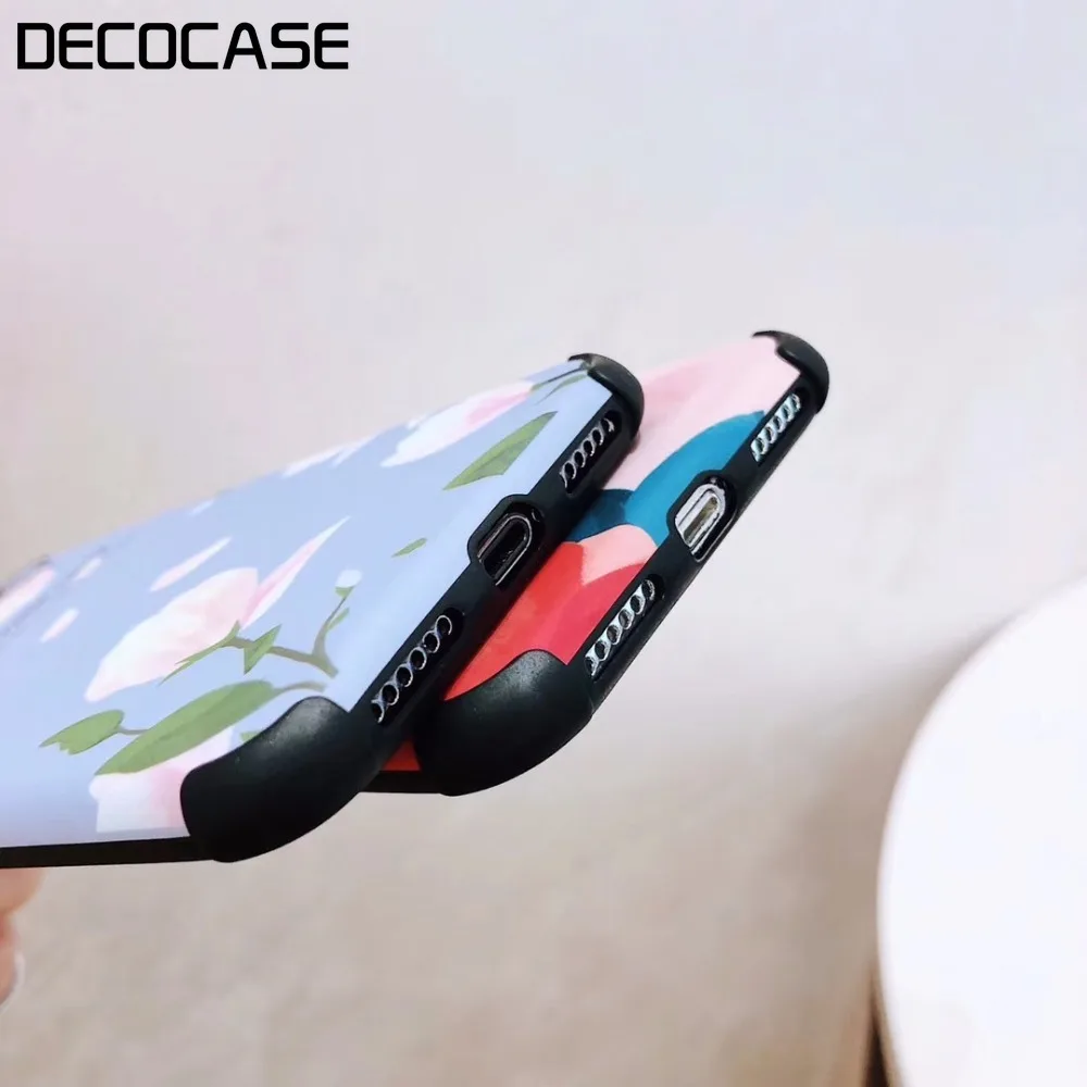 DECOCASE красивый цветок синий розовый Силиконовый защитный для женщин девочек