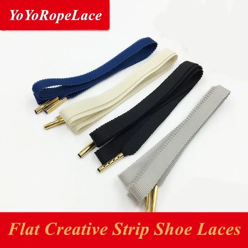 2020 New Design Flat Shoe Laces 39&quot Solid Shoelaces Creative Stripe with Gold Metal Tips | Обувь