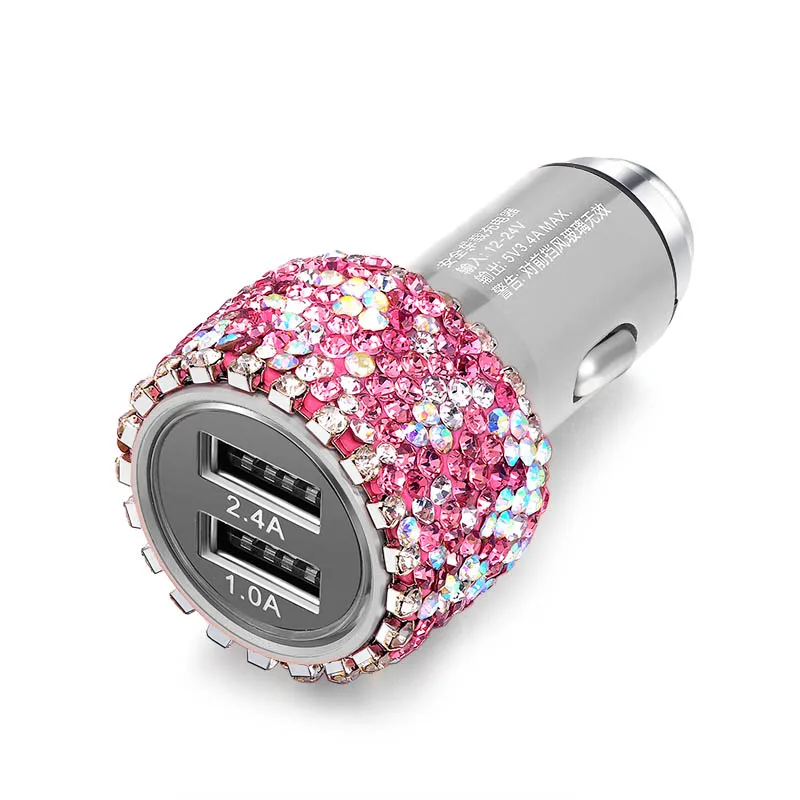 Pink car charge Новые роскошные хрустальные Чехлы рулевого колеса автомобиля Универсальные алмазные автомобильные покрытые рулевое колесо Аксессуары для девочек - Название цвета: Pink car charge