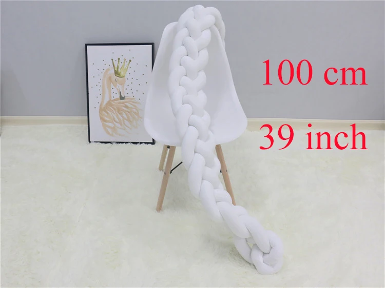 100cm White 1 м/2 м/3 м 4 пряди ручной скандинавский узел кроватка Боковой бампер для новорожденных Безопасность Детская Кроватка Забор украшение в детскую комнату кровать набор защита для кроватки - Цвет: 100cm White