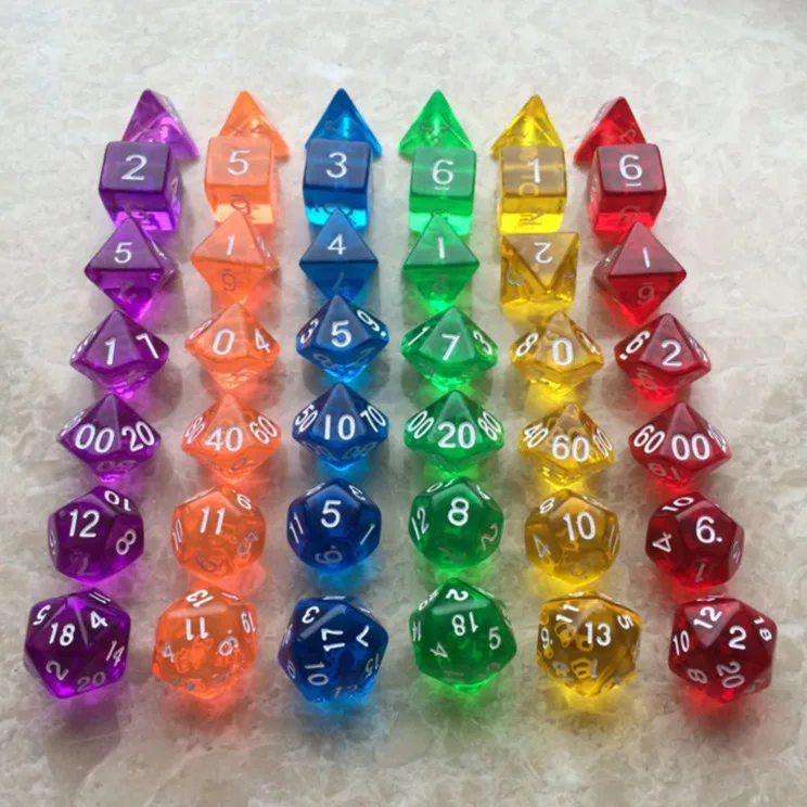 7 шт./лот набор игральных костей D4, D6, D8, D10, D10%, D12, D20 красочные аксессуары для настольных игр, DnD, RPG
