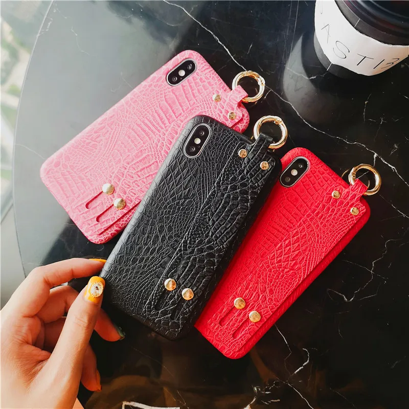 Luxury Crocodile Texture Phone Case For iphone XS MAX XR X 7 8 6 6s Plus Wristband Stand Cover iPhone Pu Leather Coque |