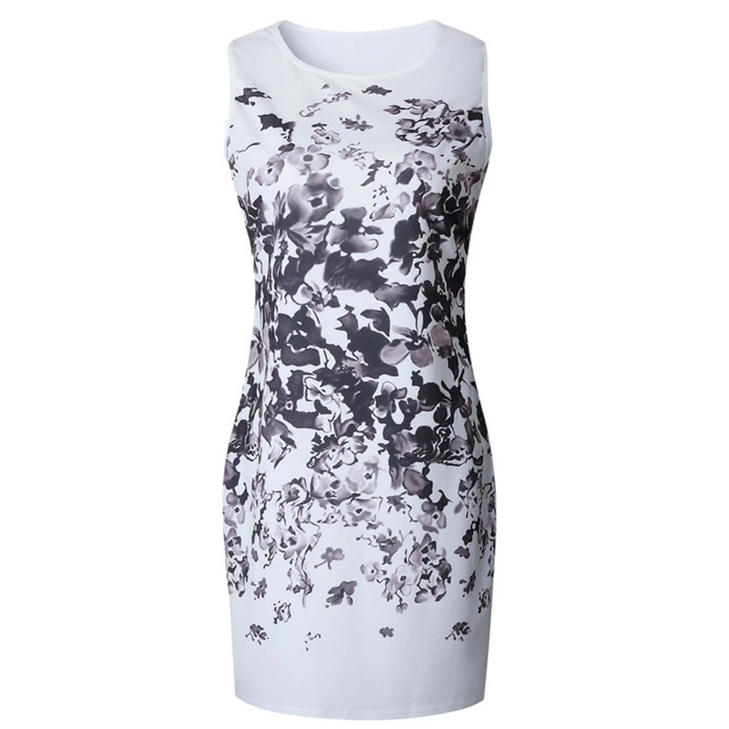 Женское облегающее платье без рукавов с принтом повседневное элегантное