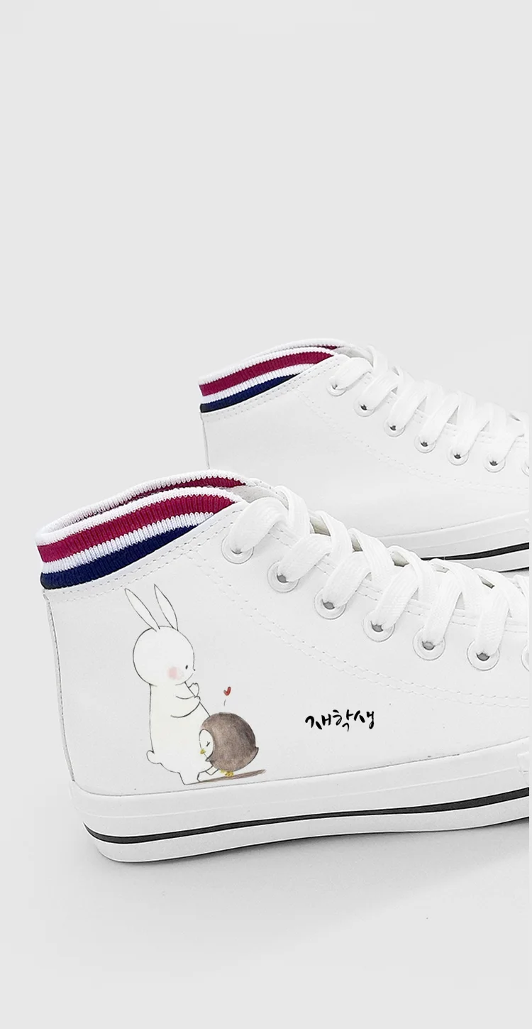 Skatebarding Shoes High Quality Vulcanized Shoes Causal Soft Shoes Women flat sole shoes chaussure femme White Canvas High Shoes