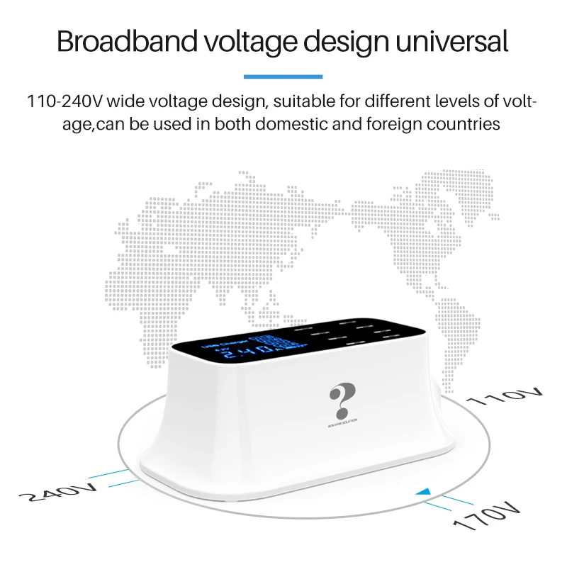 8 портов USB Quick Charge 3,0 адаптер Smart type C зарядная станция светодиодный дисплей Быстрая Зарядка телефона для iPhone для Redmi samsung