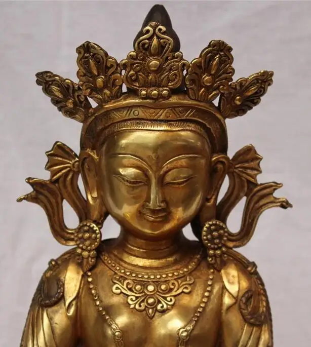 18&quot Marked Chinese Tibetan Buddhism Bronze Gilt Amitayus Buddha Long Life statue | Дом и сад