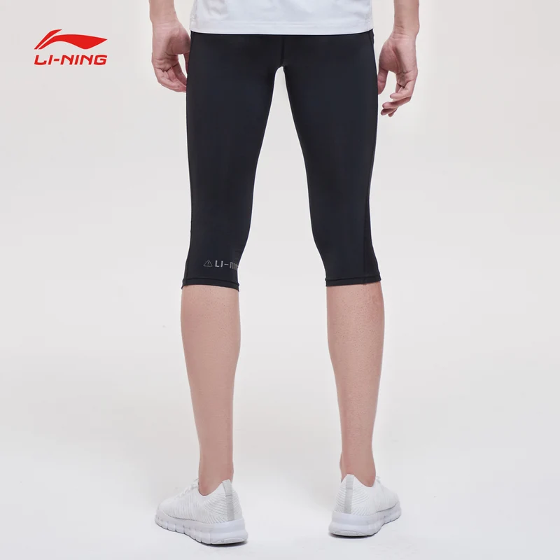 Li-Ning мужские тренировочные шорты, 3/4 слой, плотная посадка, 88% полиэфир, 12% спандекс, подкладка, Спортивные укороченные брюки, AUQP023 CAMJ19