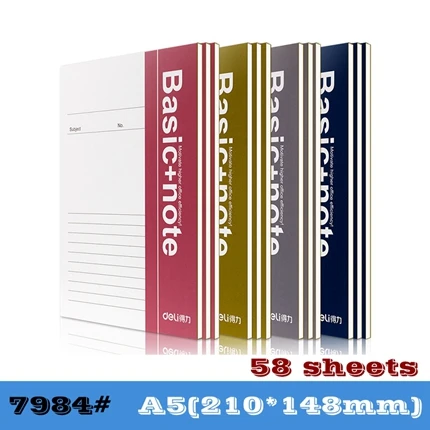 1PCS Deli 7650 Soft face notebook Hand writing notebook A5 B5 A4 32k Size optional 30-100 sheets notebook - Цвет: A5-58sheets