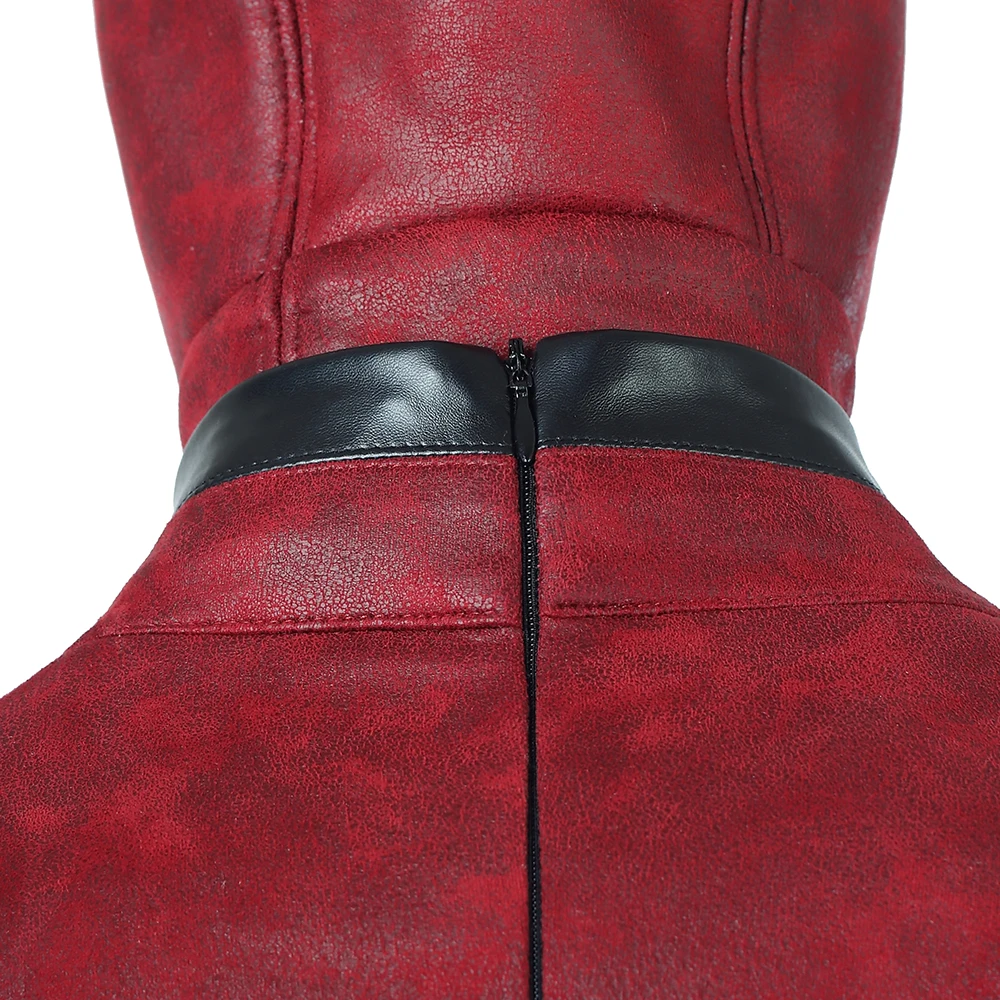 High Quality Deadpool 2 Costume Halloween Superhero Red Leather Deadpool Jumpsuit Deadpool Cosplay Costume