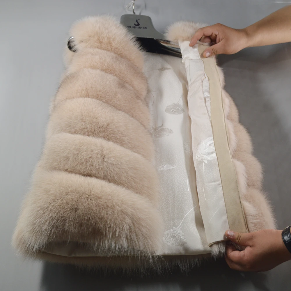 Модный Роскошный натуральный Лисий мех жилет брендовые качественные женские